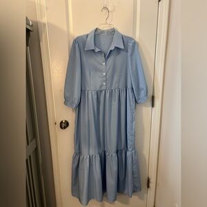 SHEIN Light Blue Long Sleeve Dress